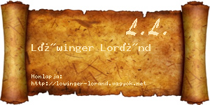 Lőwinger Loránd névjegykártya