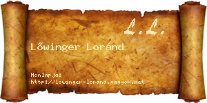 Lőwinger Loránd névjegykártya